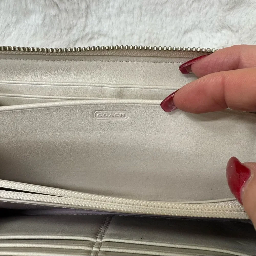 Coach Tan Multicolor Soho Optic Credit Card Zip Around Buckle Wallet